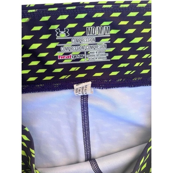 Under Armour HeatGear Compression Leggings Womens Medium Black Green Excellent - Picture 3 of 7